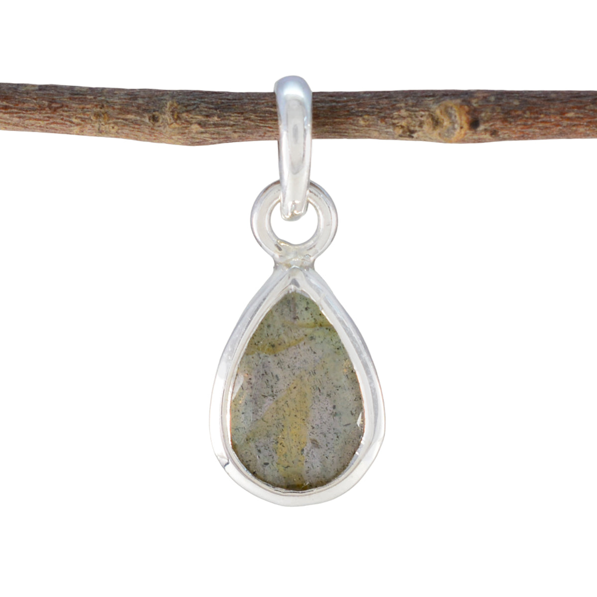 Labradorite Elegant Korean Silver Solitaire Grey Pendant Immagine principale del prodotto