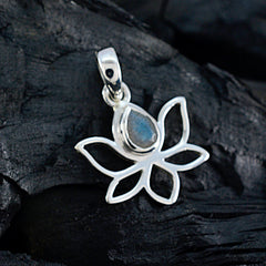 Labradoriet Delicate Duitse 925 Zilveren Solitaire Ida Touw-Wire Grijze Hanger Sieraden