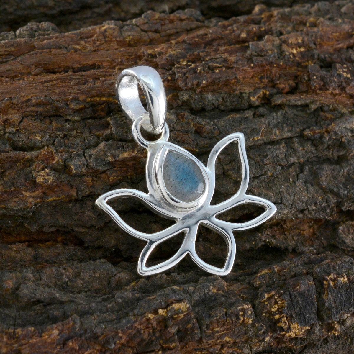 Labradorite Delicate German 925 Silver Solitaire Ida Rope-Wire Gray Pendant Jewelry