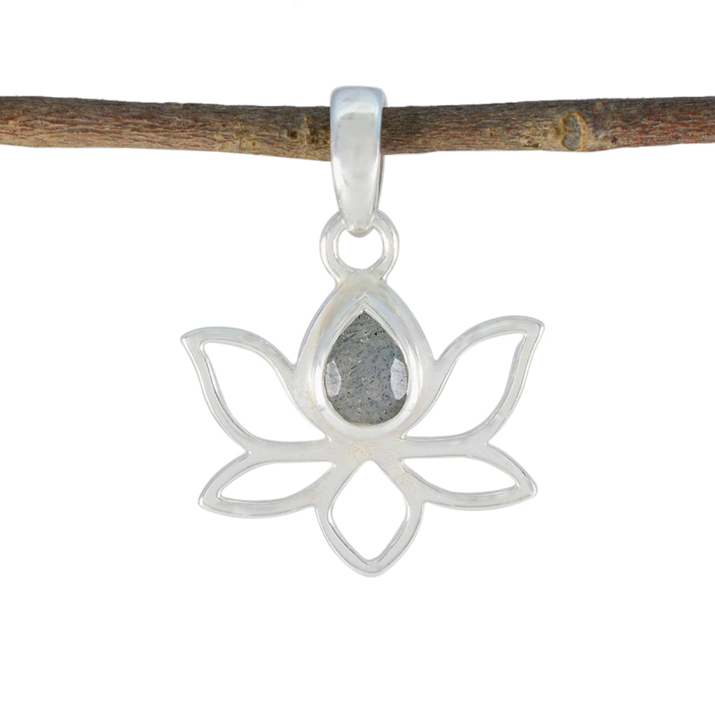 Labradorite Delicate German 925 Silver Solitaire Grey Pendant
