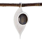 Labradorite Dainty German Silver Solitaire Grey Pendant