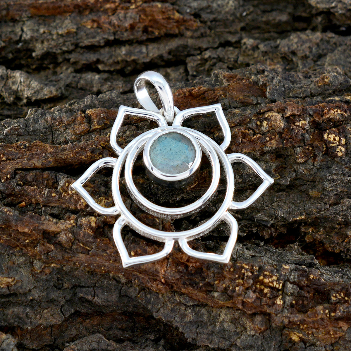 Labradorite Dainty French Silver Solitaire Inès Rope-Wire Gray Pendant Jewelry