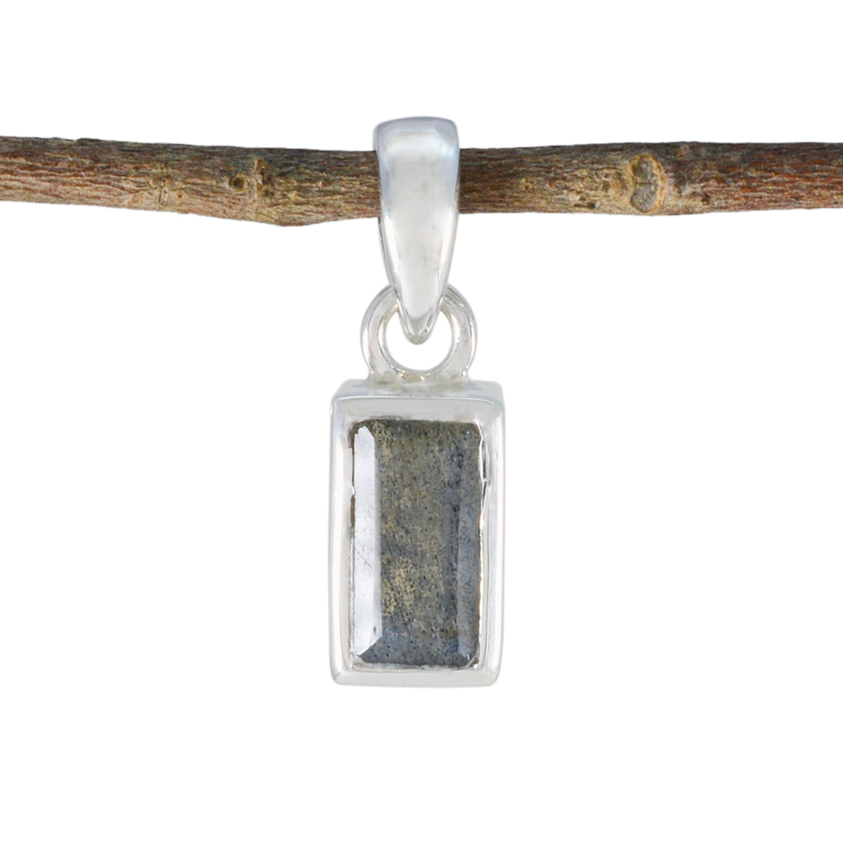 Labradorite Delicate French Sterling Silver Solitaire Grey Pendant Immagine principale del prodotto