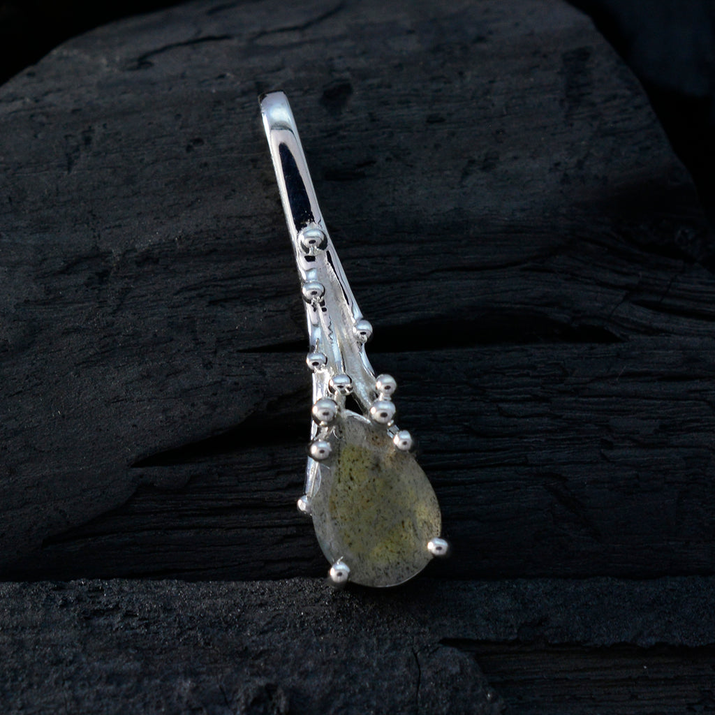 Labradorite Delicate German Silver Solitaire Ángeles Luxurious Gray Pendant Jewelry