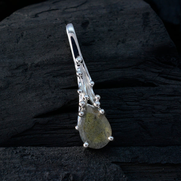 Labradorite Delicate German Silver Solitaire Ángeles Luxurious Gray Pendant Jewelry
