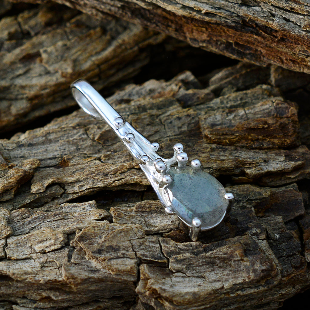 Labradorite Delicate German Silver Solitaire Ángeles Luxurious Gray Pendant Jewelry