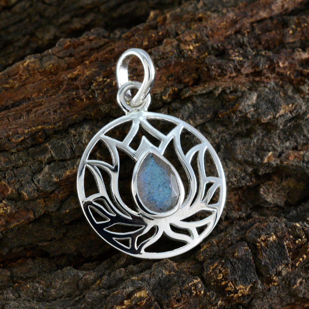 Labradorite Dainty Italian Sterling Silver Solitaire Claire Rope-Wire Gray Pendant Jewellery