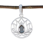Labradorite Dainty Italian Sterling Silver Solitaire Grey Pendant