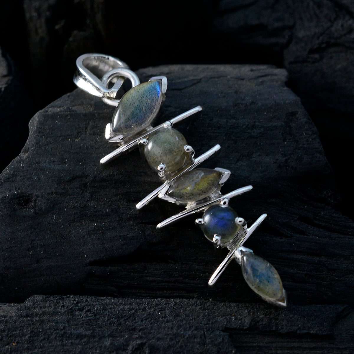 Labradorite Tiny Turkish 925 Silver Penta Carla Bubble Gray Pendant Jewelry