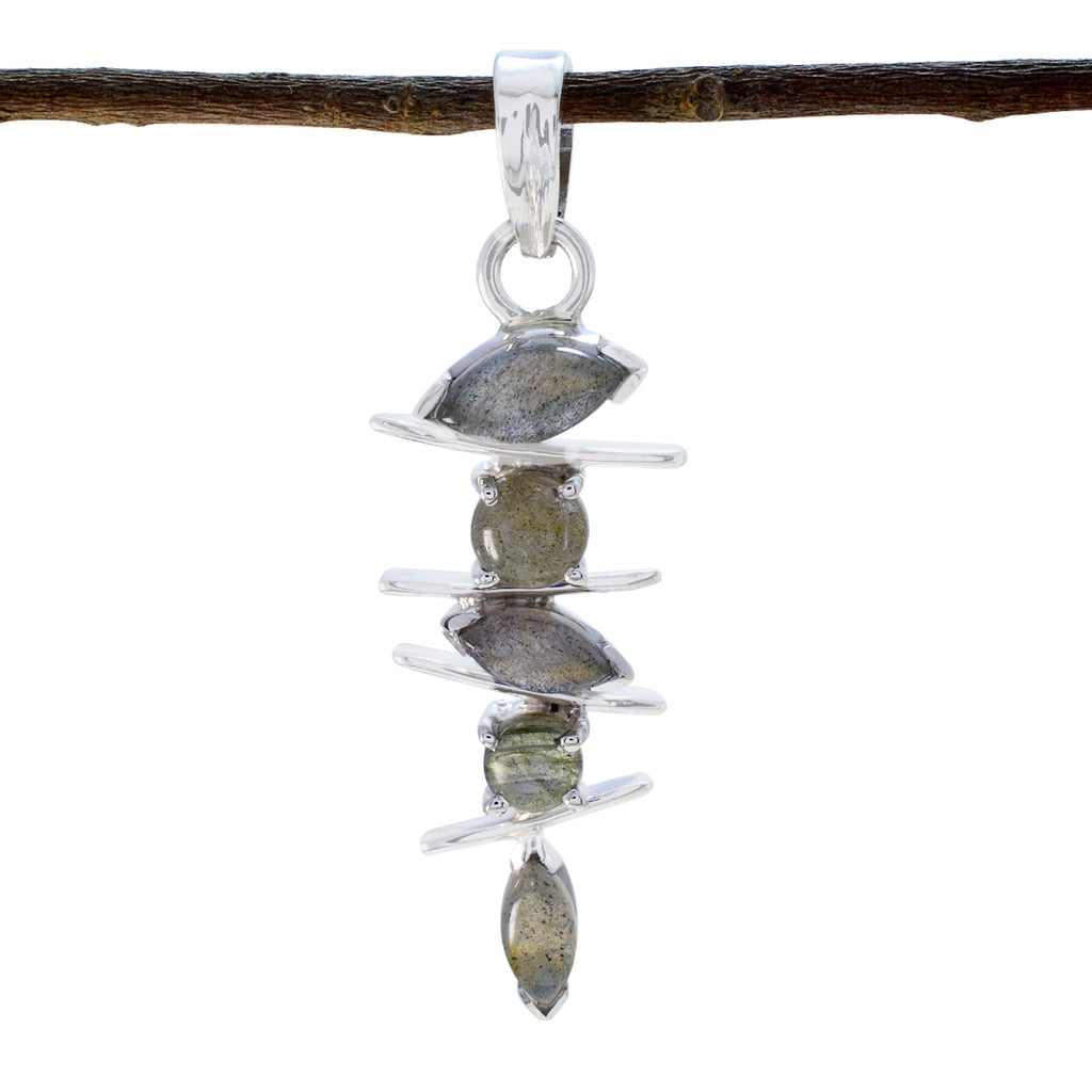Labradorite Tiny Turkish 925 Silver Penta Grey Pendant