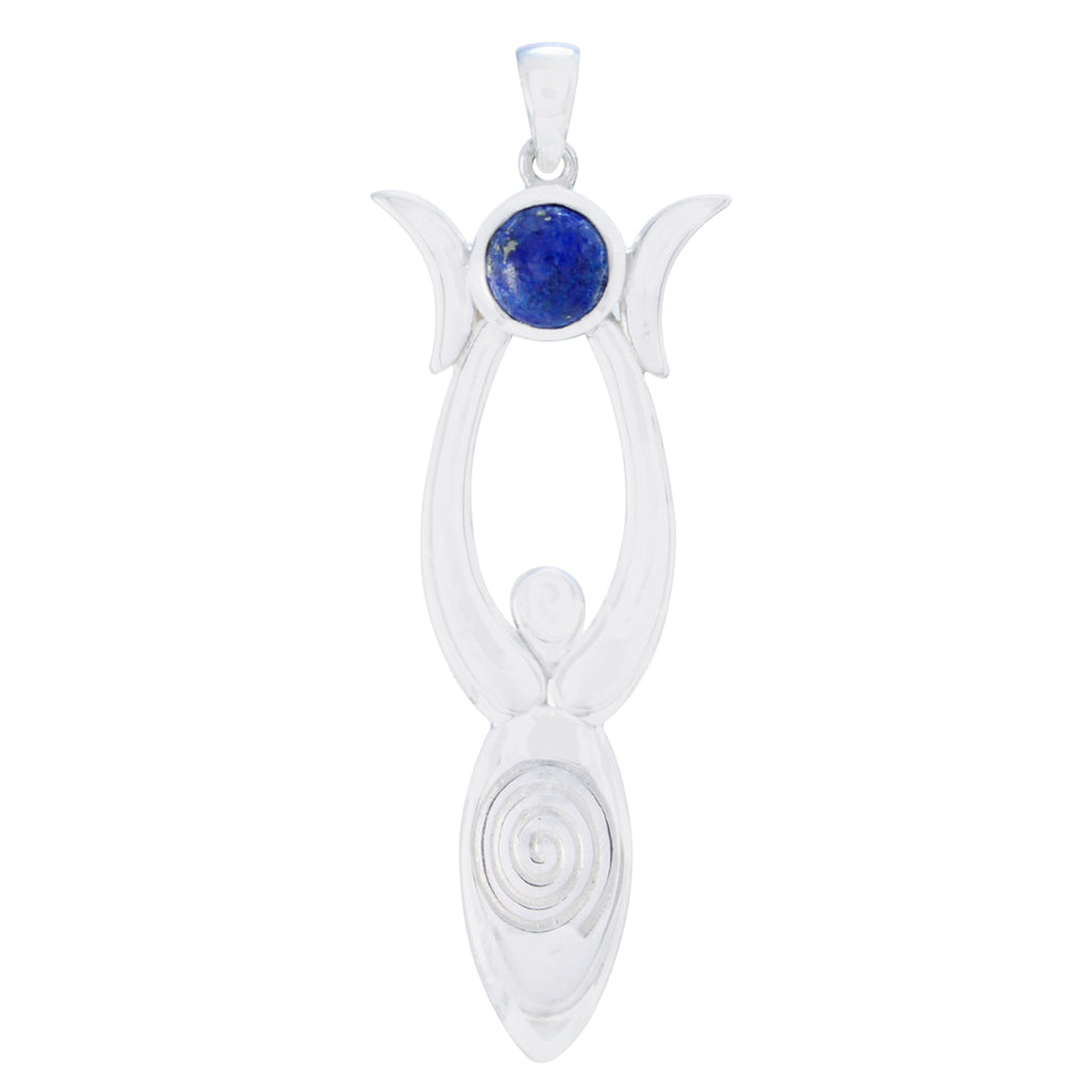 Lapis Lazuli Tiny German Sterling Silver Solitaire Blue Pendant
