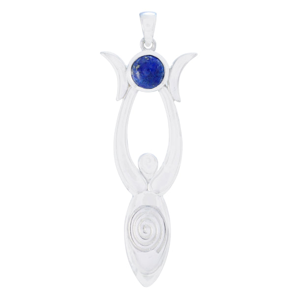 Lapis Lazuli Tiny German Sterling Silver Solitaire Blue Pendant