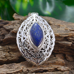Lapis Lazuli Statement German 925 Silver Solitaire Teresa Filigree Blue Pendant Jewelry