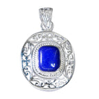 Lapis Lazuli Essential French 925 Silver Solitaire Blue Pendant