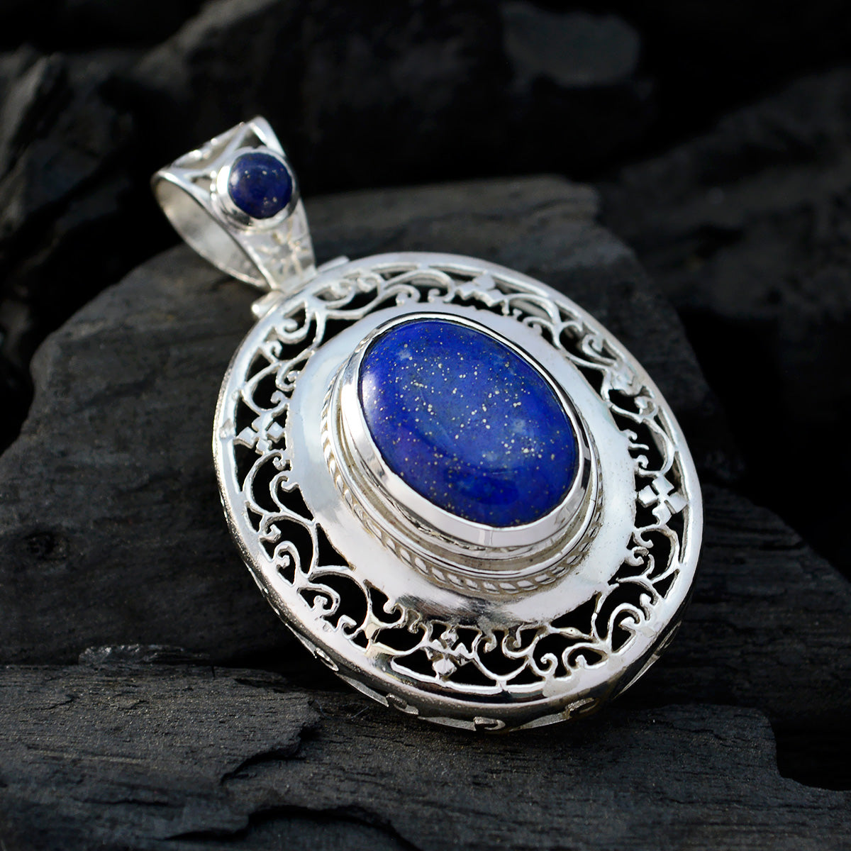Lapis Lazuli Edgy Spanish 92.5 Silver Solitaire Claire Art-Deco Blue Pendant Jewellery