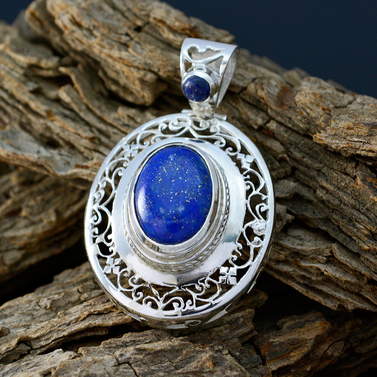 Lapis Lazuli Edgy Spanish 92.5 Silver Solitaire Claire Art-Deco Blue Pendant Jewellery