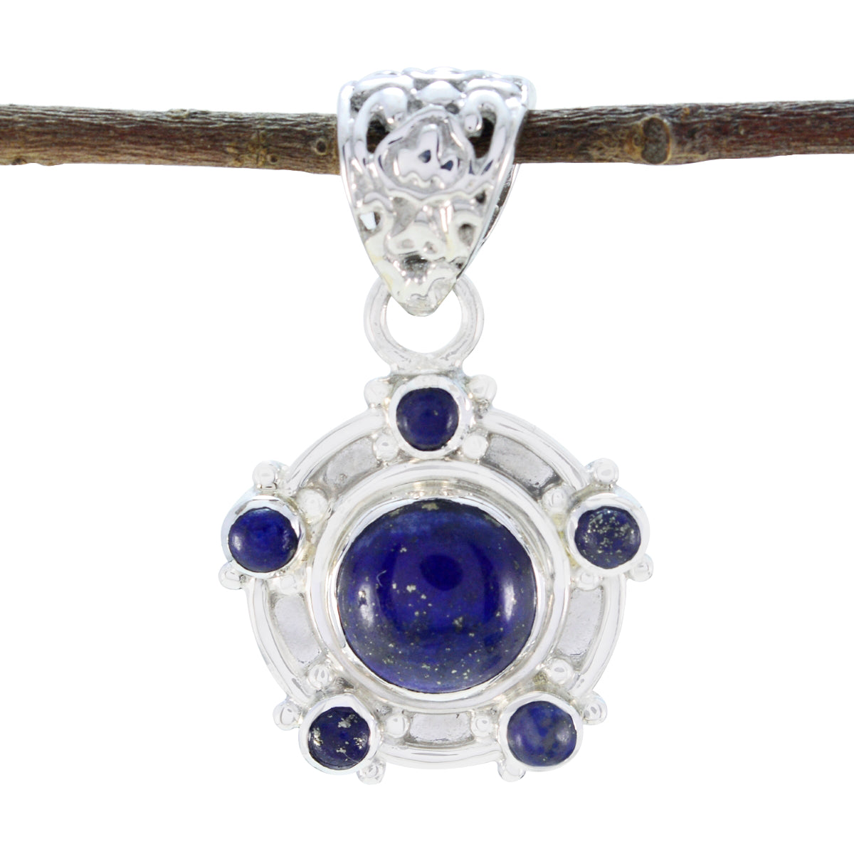 Lapis Lazuli Tiny Russian Sterling Silver multiple Blue Pendant メイン画像