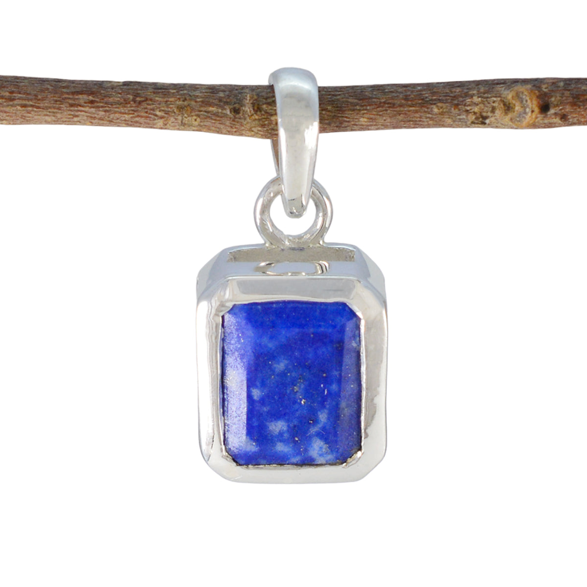 Lapis Lazuli Dainty French Silver Solitaire Blue Pendant
