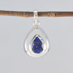 Lapis Lazuli Delicate Franse Zilveren Solitaire Noelia Glamoureuze Blauwe Hanger Sieraden