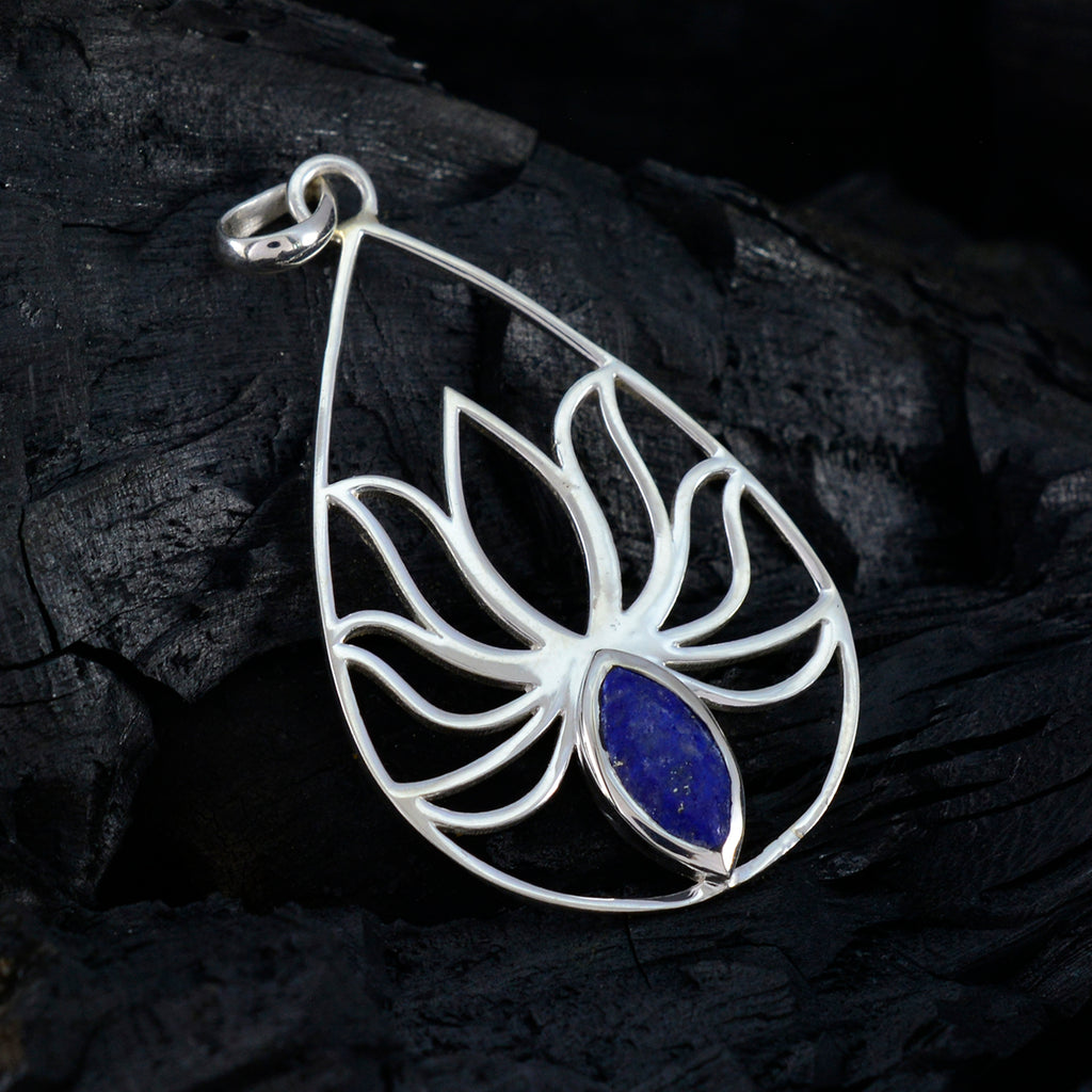 Lapis Lazuli Dainty German 92.5 Silver Solitaire Genesis Rope-Wire Blue Pendant Jewellery