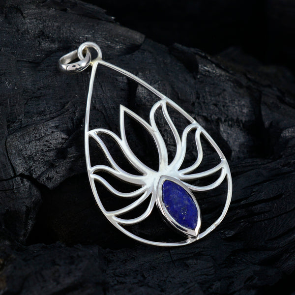 Lapis Lazuli Dainty German 92.5 Silver Solitaire Genesis Rope-Wire Blue Pendant Jewellery