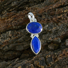Lapis Lazuli Whisper-thin Russian Sterling Silver Toi et Moi Genesis Modern Blue Pendant Jewellery