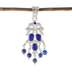 Lapis Lazuli Featherlight Indian 92.5 Silver multiple Blue Pendant