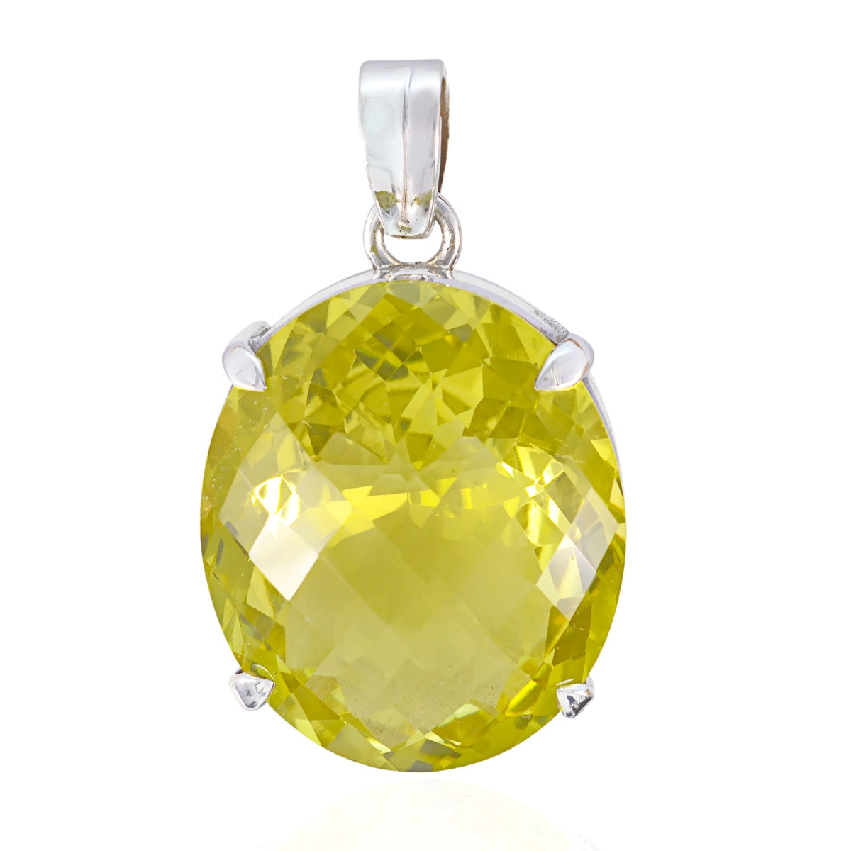 Lemon Quartz Statement Mexican Sterling Silver Solitaire Yellow Pendant