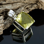 Lemon Quartz Statement Russian 92.5 Silver Solitaire Victoria Signet Yellow Pendant Jewellery
