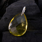 Lemon Quartz Tiny Mexican 925 Silver Solitaire Kennedy Modern Yellow Pendant Jewelry