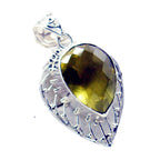 Lemon Quartz Chunky Mexican Silver Solitaire Mila Rope-Wire Yellow Pendant Jewelry
