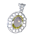 Lemon Quartz Statement Moroccan Sterling Silver Solitaire Clara Rope-Wire Yellow Pendant Jewellery