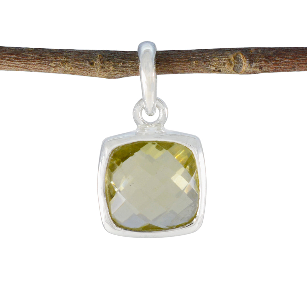 Lemon Quartz Dainty German Sterling Silver Solitaire Yellow Pendant Image principale du produit