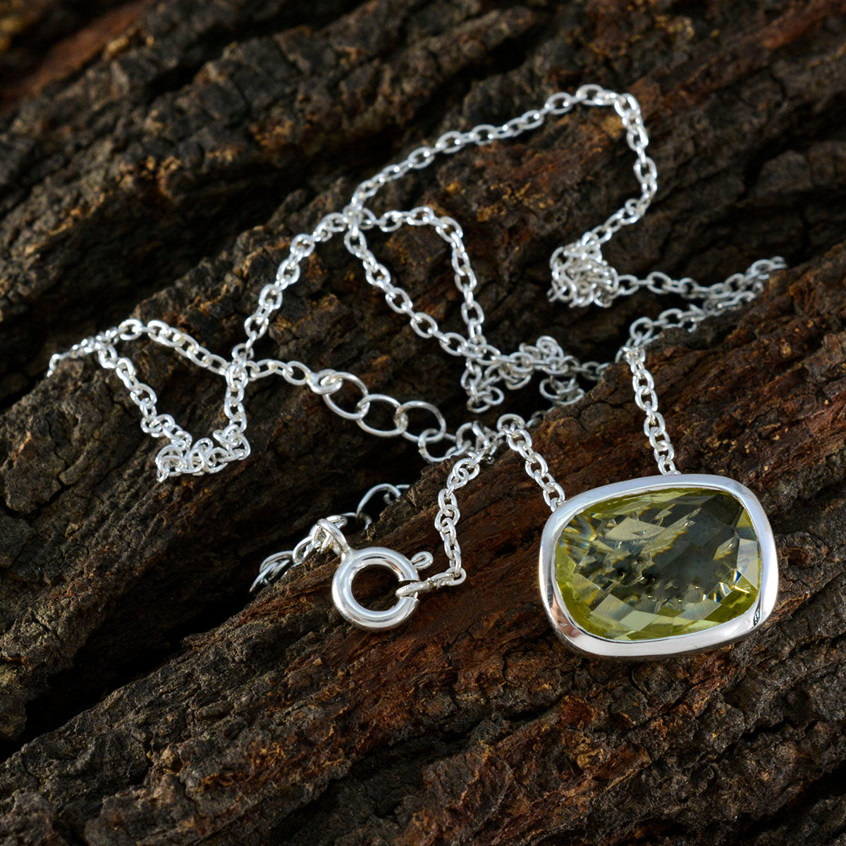 Lemon Quartz Classic German Silver Solitaire Agnes Glamorous Yellow Pendant Jewelry