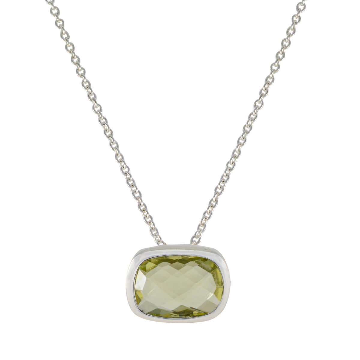 Lemon Quartz Classic German Silver Solitaire Yellow Pendant Hoofdafbeelding