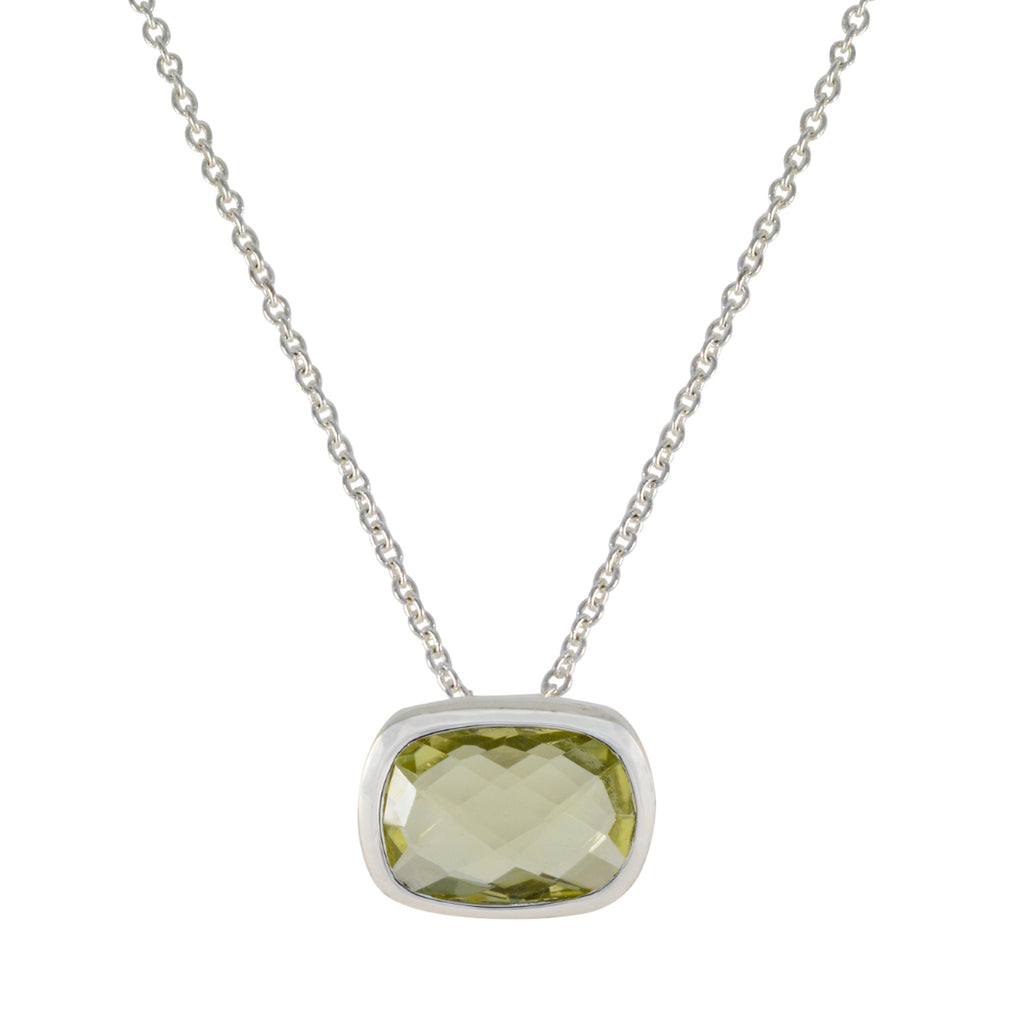Lemon Quartz Classic German Silver Solitaire Yellow Pendant