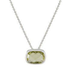 Lemon Quartz Classic German Silver Solitaire Yellow Pendant