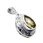 Lemon Quartz Statement German 925 Silver Solitaire Dayana Victorian Yellow Pendant Jewelry