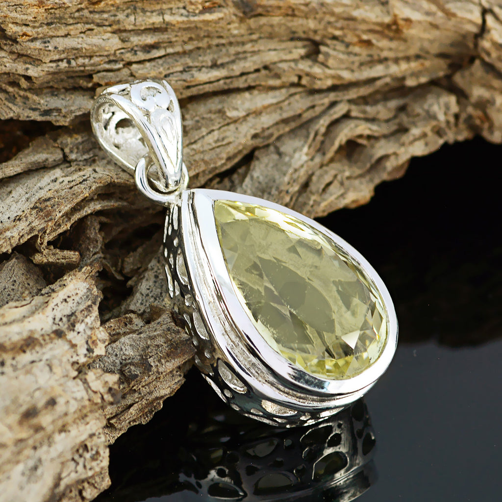 Lemon Quartz Featherlight Egyptian Silver Solitaire Anna valentine Yellow Pendant Jewelry