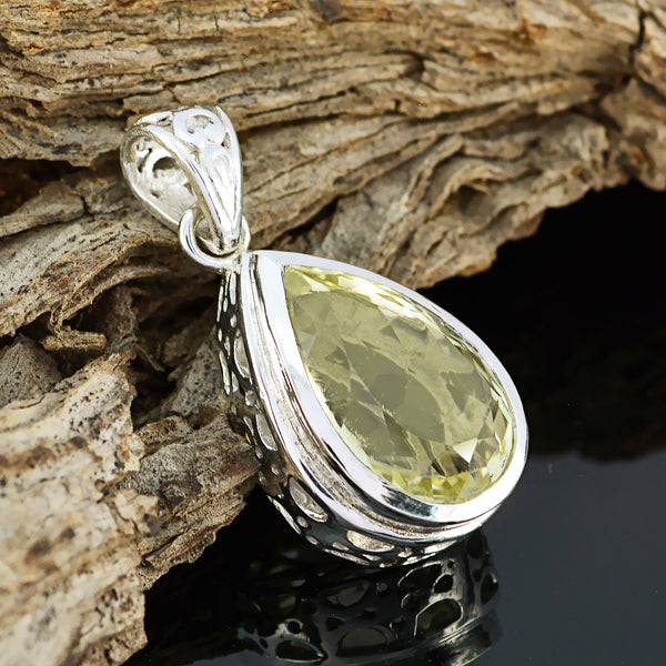 Citroenkwarts Featherlight Egyptische zilveren solitaire Anna Valentijns gele hanger sieraden