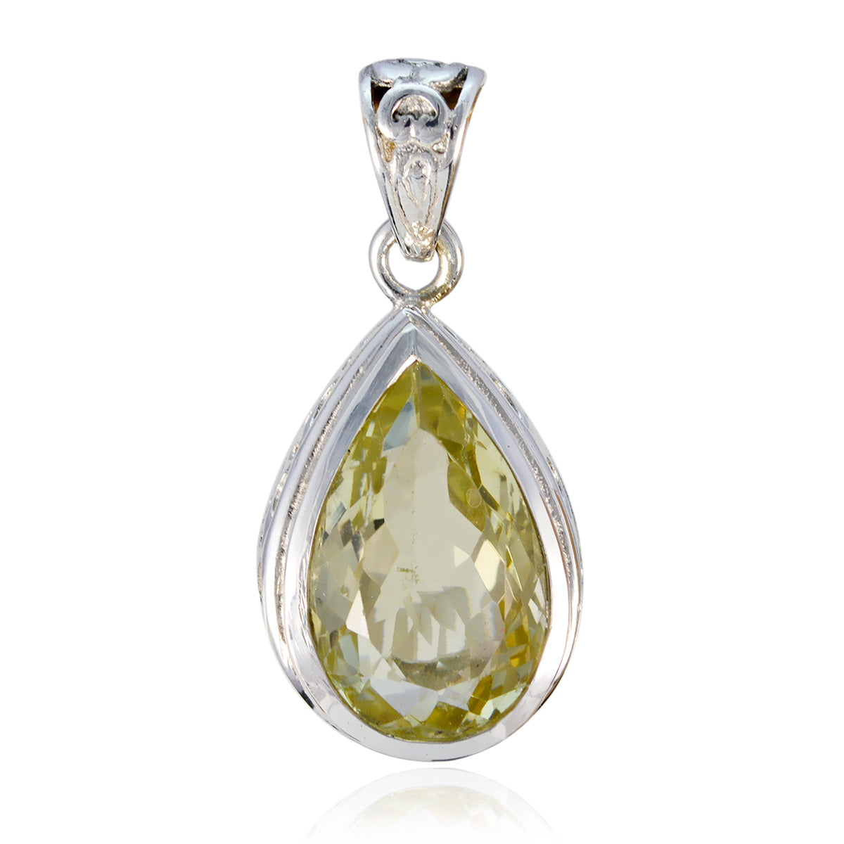 Lemon Quartz Featherlight Egyptian Silver Solitaire Yellow Pendant