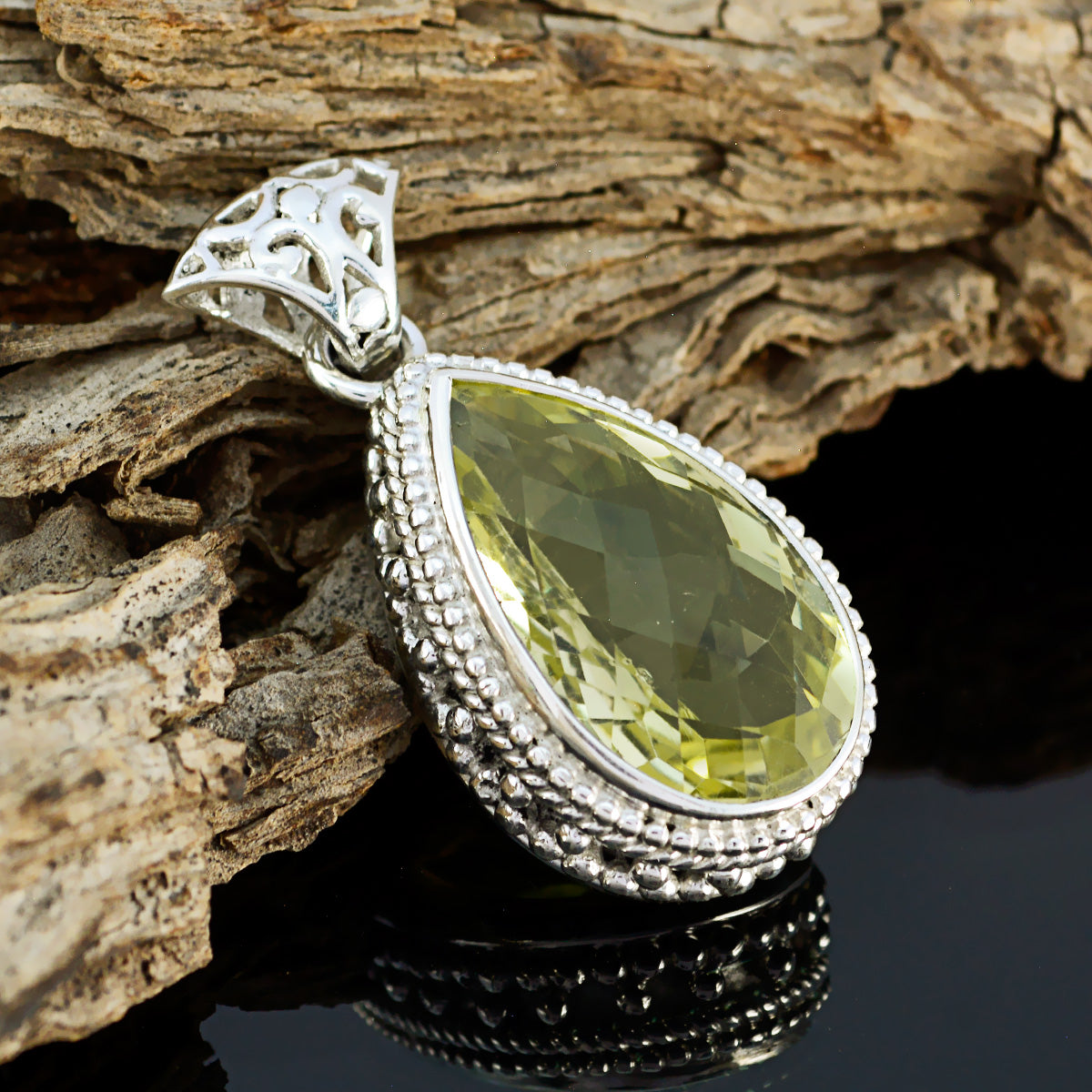 Lemon Quartz Featherlight American 925 Silver Solitaire Audrey Feminine Yellow Pendant Jewelry