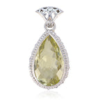 Lemon Quartz Featherlight American 925 Silver Solitaire Yellow Pendant