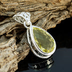 Lemon Quartz Featherlight Mexican 92.5 Silver Solitaire Aurora Graceful Yellow Pendant Jewellery