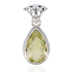 Lemon Quartz Featherlight Mexican 92.5 Silver Solitaire Yellow Pendant