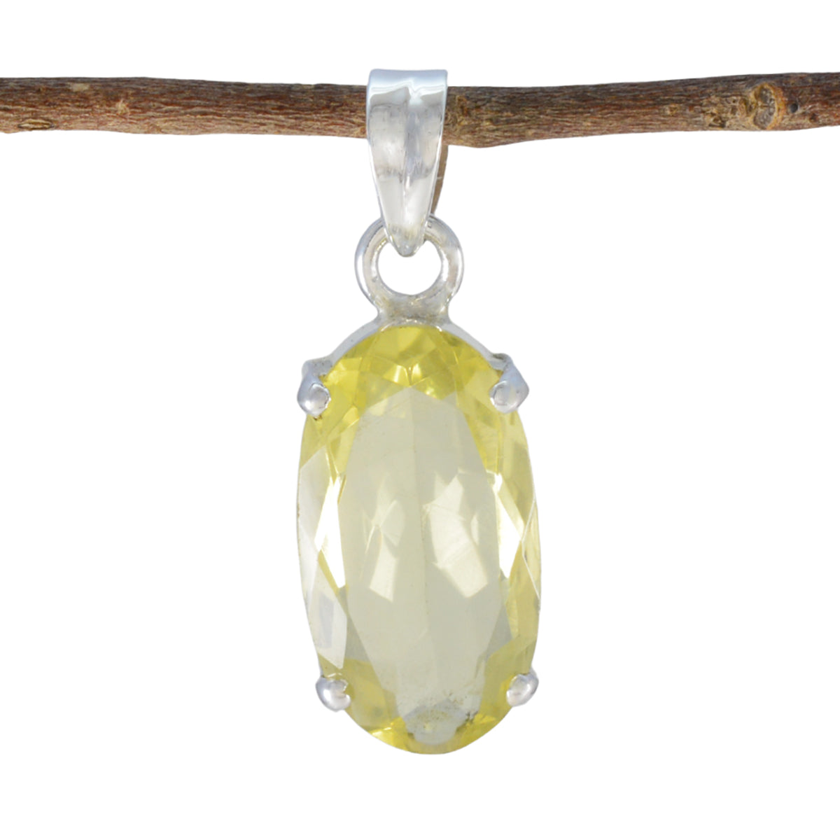 Lemon Quartz Eye-catching Moroccan Silver Solitaire Yellow Pendant