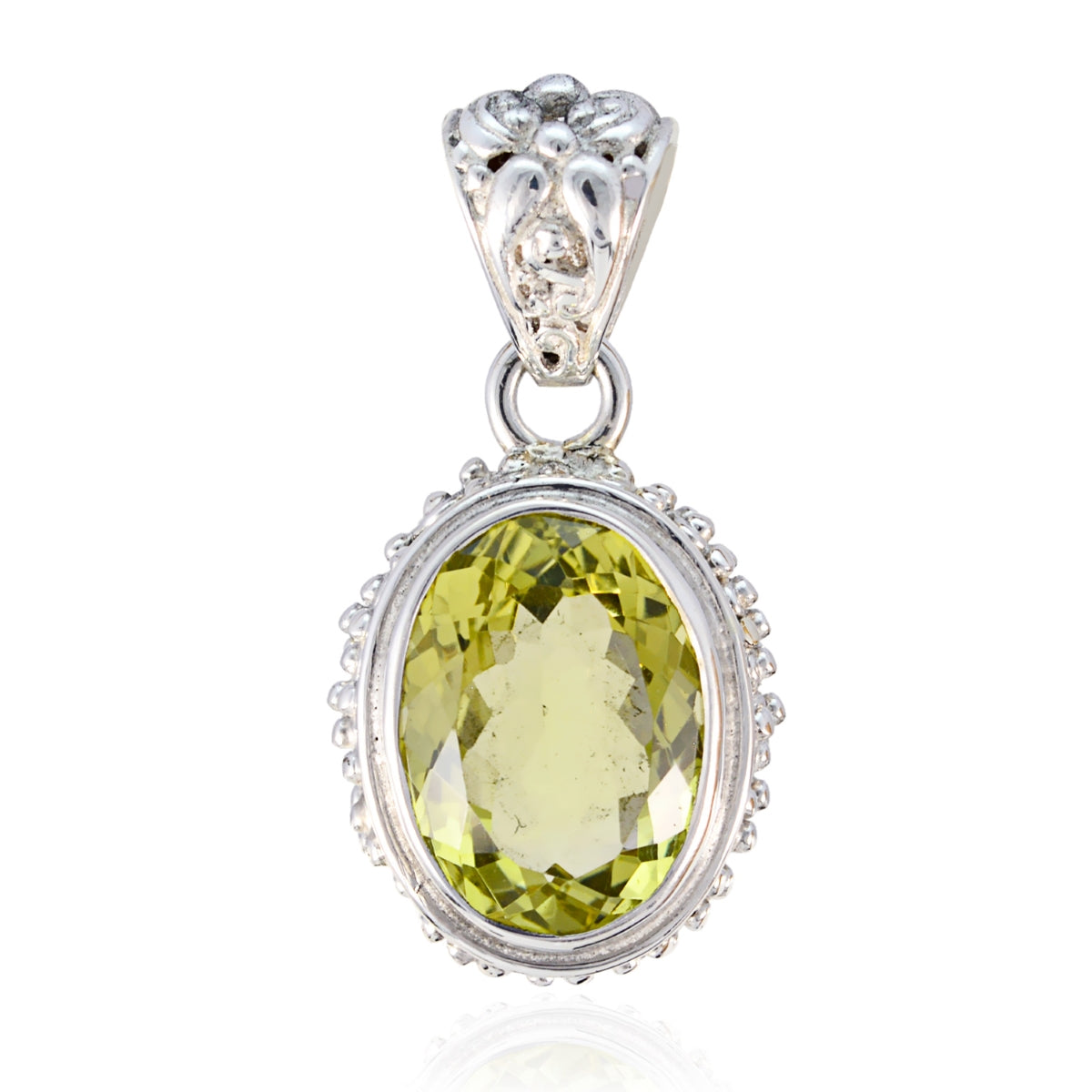 Lemon Quartz Chunky Egyptian Sterling Silver Solitaire Yellow Pendant