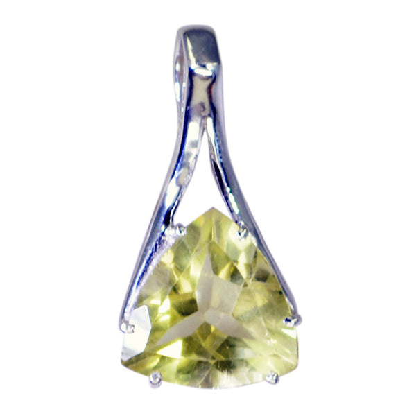 Lemon Quartz Dainty Italian Silver Solitaire Yellow Pendant