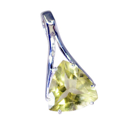 Ciondolo moderno giallo Bruna solitario in argento italiano con quarzo limone