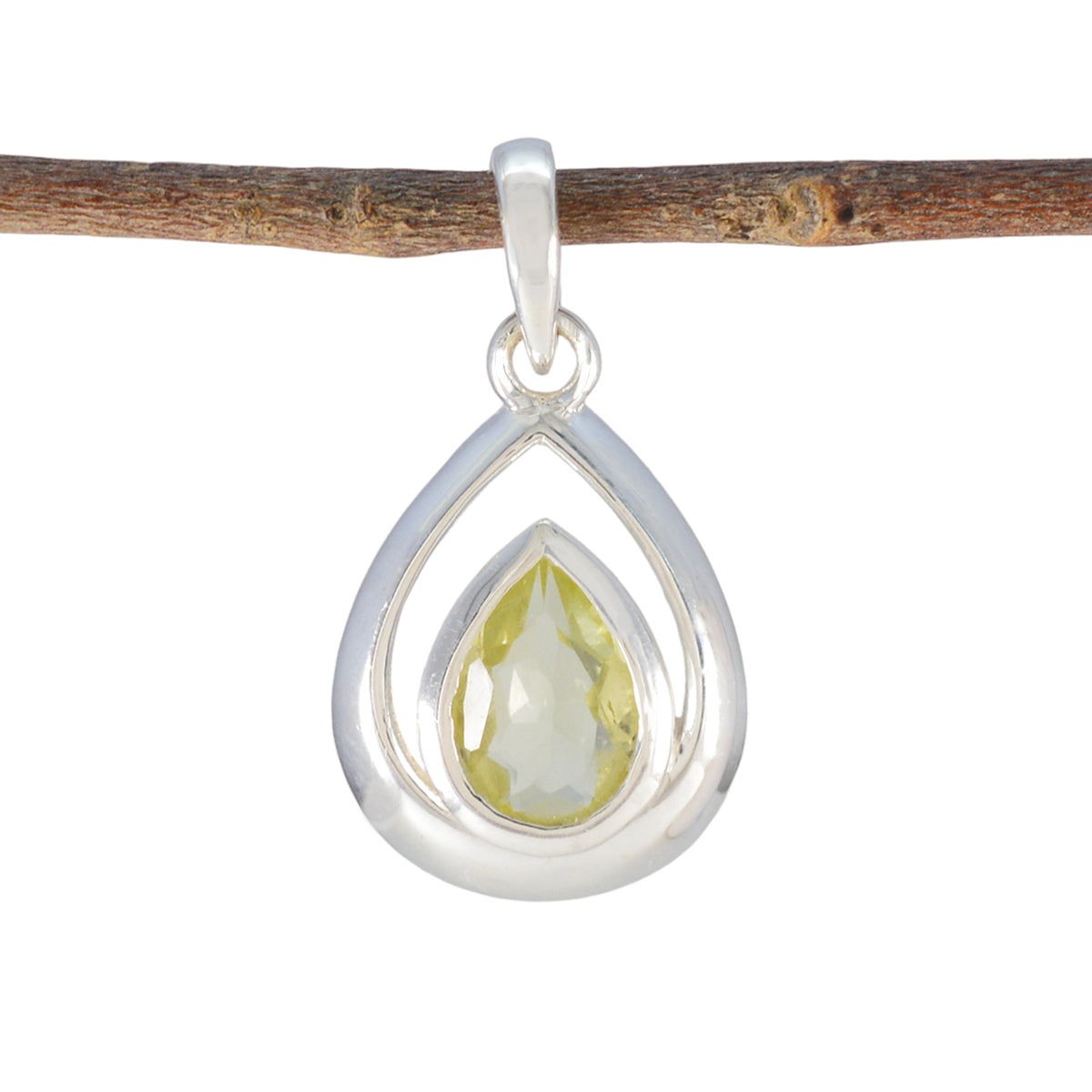 Lemon Quartz Delicate German Sterling Silver Solitaire Yellow Pendant Imagen principal del producto